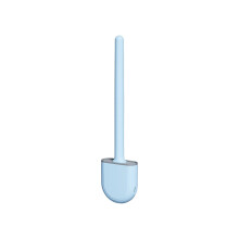 Silicone Toilet Brush with Wall Mounted Holder, Detachable Handle for Bathroom Deep Cleaning, White Blue