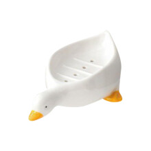 White Soap Dish with Drain for Bathroom Shower and Kitchen Sink, Bar Soap Holder Tray with Drainage Design