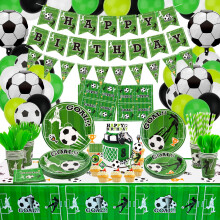 Soccer Party Supplies for Boys, Complete Soccer Birthday Decorations Set with Balloons, Tableware and Banner, Serves 20 Guests