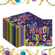 40 Pack Mardi Gras Paper Napkins with Festive Masquerade Design, Disposable Carnival Party Decor