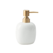 White Ceramic Soap Dispenser Bottle for Bathroom and Kitchen, Large Capacity Easy Press Pump Refillable Design