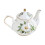 Elegant Floral Embossed Ceramic Teapot-white peony root 500ml 1