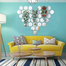 Mirror Flexible Non-glass Mirror Plastic Mirror Self-adhesive Tile Mirror Wall Paste 24 Pieces