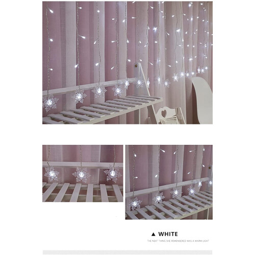 Snowflake Curtain Lights 11.5 ft 96 LED Cool White 1