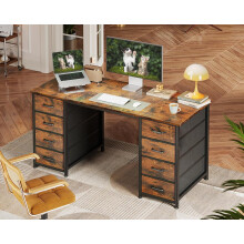 Coleshome Computer Desk with Drawers, 120x48cm Modern Office Desk with Storage,
