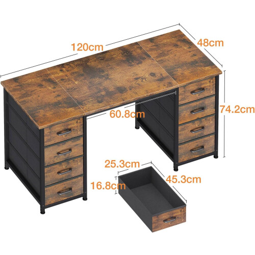 Coleshome Computer Desk with Drawers, 120x48cm Modern Office Desk with Storage, 1