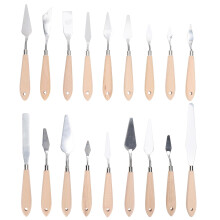 18 Piece Stainless Steel Palette Knife Set with Ergonomic Wood Handles for Oil and Acrylic Painting