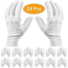 Pack Of 24 White Cotton Gloves Work Gloves Cosmetic Hydration Gloves