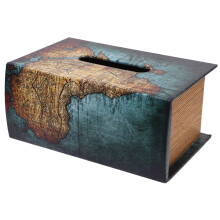 Vintage Wooden Book Shaped Tissue Box Holder with 2 in 1 Organizer and Durable Decorative Design