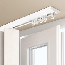 Ceiling Curtain Track with Flexible 90 Bend, 160cm Modular Rail for Bay Window Divider, White Finish