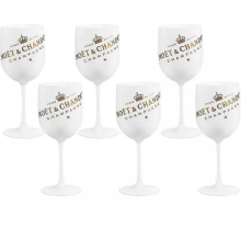 (BRANCO 6 UNIDADES) Taças de Champanhe Moët 500ml em Plástico Acrílico para Champanhe e Vinho