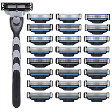 24 lames de rechange compatibles avec les cartouches de rasoir Gillette MACH 3 + support de rasage