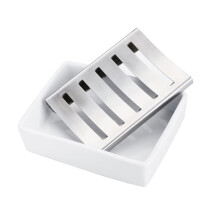 Double Layer Stainless Steel Soap Holder with Fast Draining Design for Bathroom Kitchen and Bathtub White