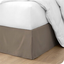 Microfiber Bed Skirt Brown 14 Inch Drop Adjustable Fit Elegant Pleated Style for Double Bed