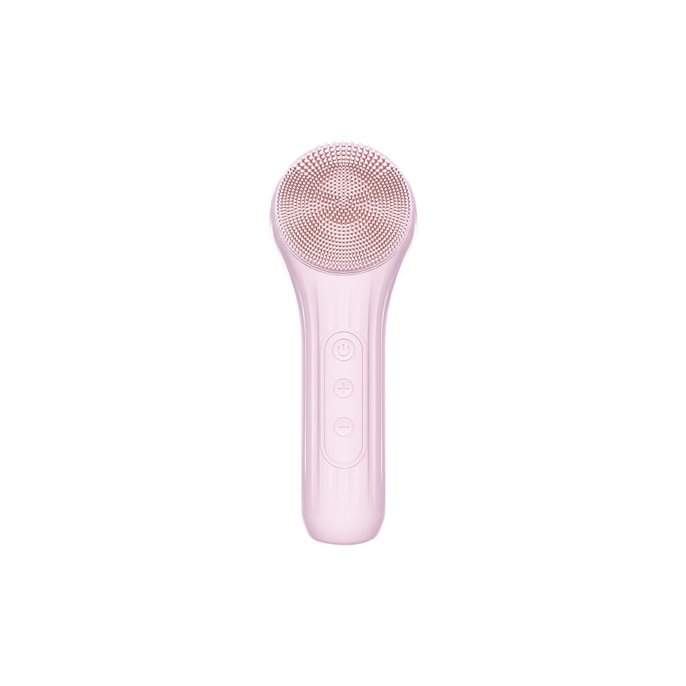Pink Sonic Waterproof Facial Cleansing Brush Rechargeable Hot Compress Face Scrubber Cleanser(Pink)