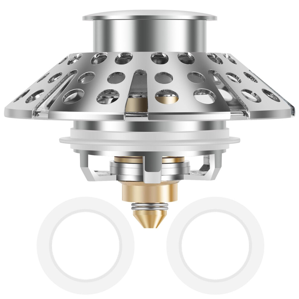 Rustproof Brass Pop Up Bathtub Drain Stopper With Easy Clean Strainer And Clog Design 9045646481524