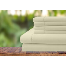 Organic Cotton Bed Sheets Twin XL Set 700TC Cooling Sateen Weave Ivory 28in Extra Deep Pocket
