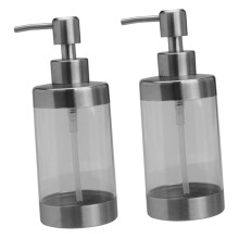 Refillable Clear Acrylic Soap and Lotion Dispenser Set with Stainless Steel Pump for Bathroom and Kitchen