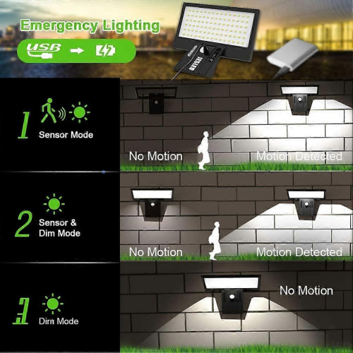 1 Pack Outdoor Solar Light, 90 LED Solar Motion Sensor 2
