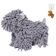Cute Puppy Chenille Hand Towel Grey, Soft Reusable Animal Bathroom Towel for Washstand Decor