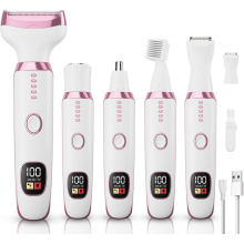 Elektrischer Damenrasierer, 5-in-1-Elektrorasierer für Damen, kabellos, mit austauschbaren Gesichts- und Augenbrauenrasierern