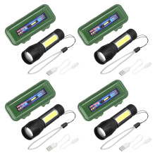Rechargeable LED Flashlight Set, Super Bright USB Fast Charging Torch with Adjustable Zoom and 3 Modes for Camping Hiking