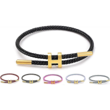 (Schwarz) Verstellbares H-Seilarmband, vergoldete Schnalle, modisches Armband aus Titanstahldraht, Brautjungfernarmband, perfektes Geschenk,
