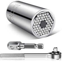Universelles Steckschlüssel-Werkzeugset für Herren/Multifunktions-Profi-Set (7–19 mm) mit Bohrmaschinenadapter und Steckschlüsselschlüssel