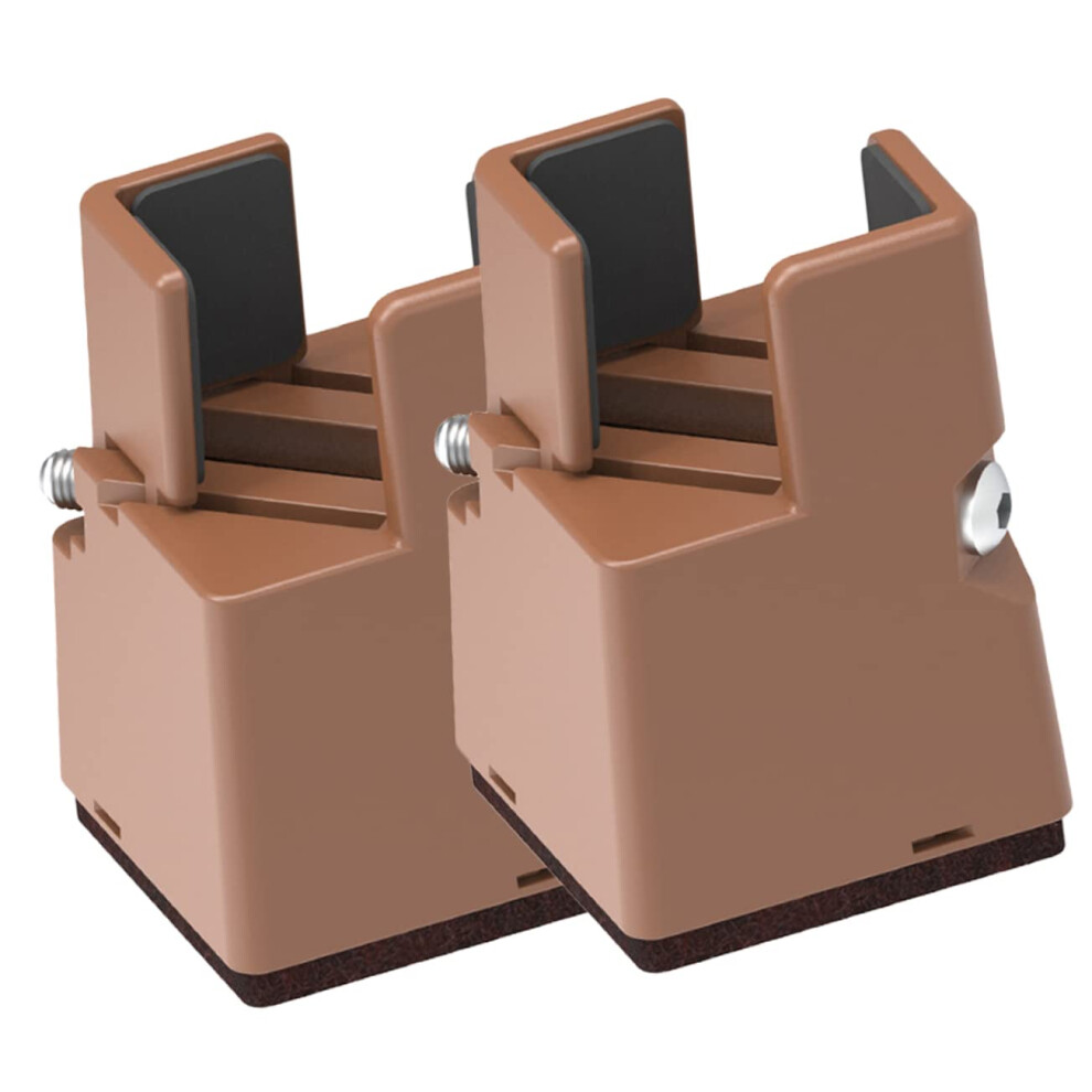 2Pcs Adjustable Furniture Risers 5Cm Brown Blocks For Bed Sofa Table Legs With Stable Support 9045646482729
