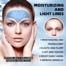 (Blue 10 Pcs, Standard size) Crystal Forehead Patch Collagen Hydrating Moisturizing Anti-Wrinkle Gel Patch for Frown Lines Forehead Lines
