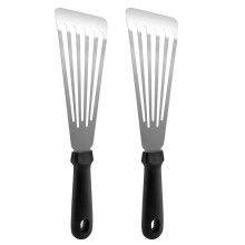 Slotted Fish Spatula, Fish Turner, Beveled , Turning Flipping Kitchen Tool for Grilling Frying Set of 2