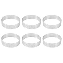 6 Pack Stainless Steel Tart Rings, Heat-Resistant Perforated Cake Mousse Ring,Cake Ring Mold,Round Cake Baking Tools