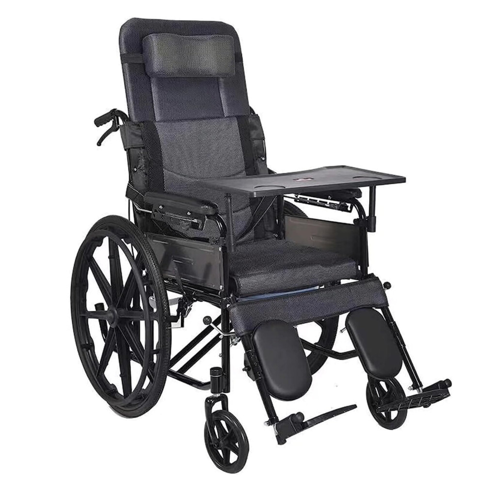 Lightweight Transport Wheelchair for Adults, Folding Aluminum Frame,  Back Support, 120Kg Capacity