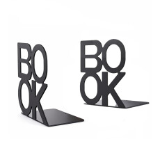 Black Metal Bookends Heavy Duty Steel Support L Shaped Nonslip Base for Office and Home Shelves
