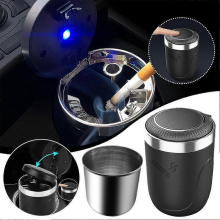 Auto-asbak/sigarettenbeker/ashouder met LED-verlichting in het deksel, draagbaar