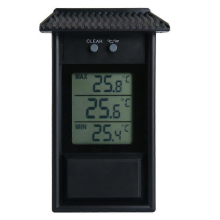 Waterdichte digitale thermometer voor buiten, geschikt voor tuin, kas en koelkast (zwart)