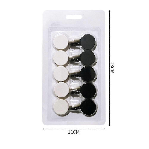 10 Packs Household Strong Adhesive Unmarked Hooks (Black+white) A