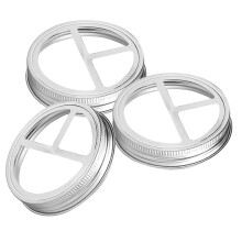 3pcs Mason Jar Toothbrush Holder Lids Set, Rust‑Resistant Stainless Steel Bathroom Accessories