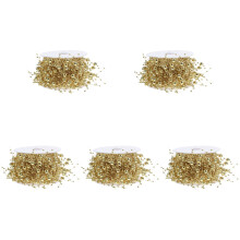 5Rolls Long Golden Artificial Pearl Strings for Vase and Party Decor