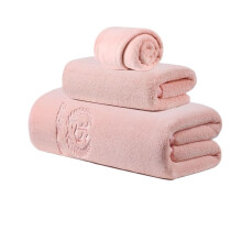 Pink Cotton Bath Towels Set 3 Piece, Soft Absorbent Towels for Bathroom Quick Dry