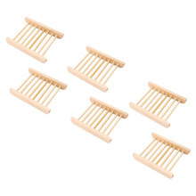 Set of 6 Wooden Soap Dishes with Fast Draining Design, Natural Wood Holders Keep Soap Dry for Bathroom