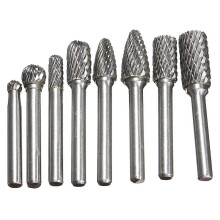 8pcs 6mm Shank Tungsten Carbide Carving Burrs Bit Double Cutter Burring File Die Grinder Drill for Metal Wood Grinding Polishing