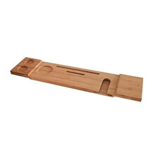 Expandable Wooden Bathtub Tray with Wine Glass and Book Holder, Adjustable Bath Caddy for Spa Relaxing Experience