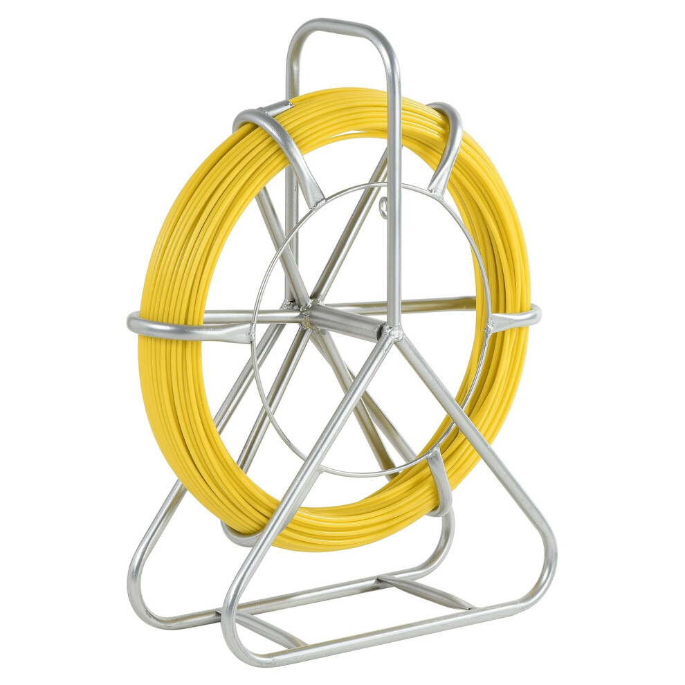 Fiberglass Duct Rodder 75M 4.5Mm Tensile Wire Cable Pulling Tool With Wheel Stand For Electricians 9351714697378