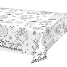 Thanksgiving Coloring Tablecloth for Kids 54 x 88 Inch Disposable Paper Turkey Table Cover for Fall Party Decor