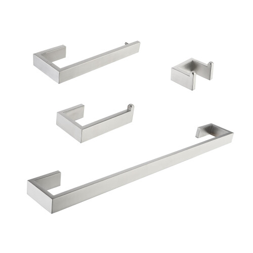 4 Piece Bathroom Hardware Set Brushed Nickel, Durable Stainless Construction, Easy Wall Installation