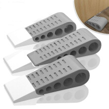 Heavy Duty Rubber Door Stopper Set 5 Pcs NonSlip Floor Wedge with Adhesive Holder for Home and Office