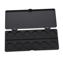 Foldable Black Watercolor Palette with Moisture Retention Lid, Lightweight Plastic Tray for Gouache and Artists