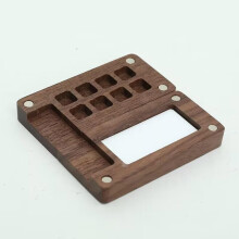 Portable Watercolor Palette Box with Magnetic Lock Lid, Compact Wooden Travel Paint Palette Set, Brown