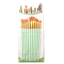 12 Piece Acrylic Paint Brush Set with Soft Nylon Bristles and Ergonomic Wooden Handles for Artists Canvas and Craft Painting (Blue Green)